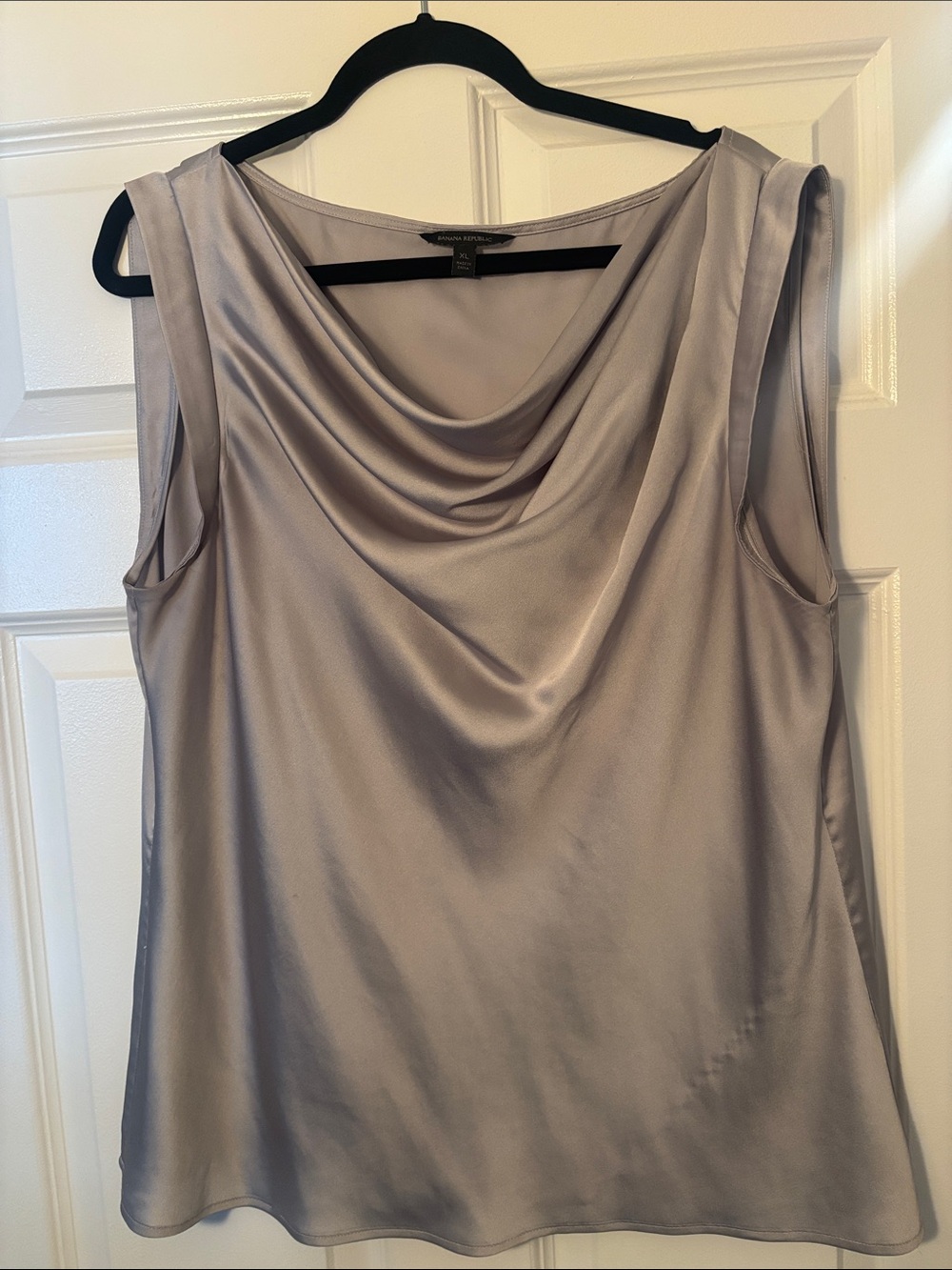 Banana Republic Silver Satin Drape Neck Sleeveless Camisole